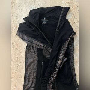 90 Degrees by Reflex Leopard Print Accent Full Zip Sweatshirt Size XS